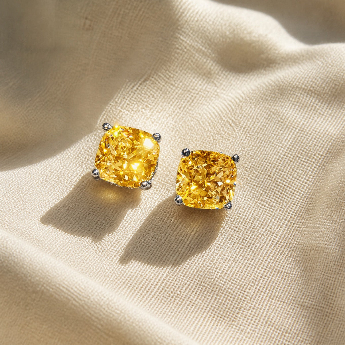 Radiant Golden Cushion Earrings