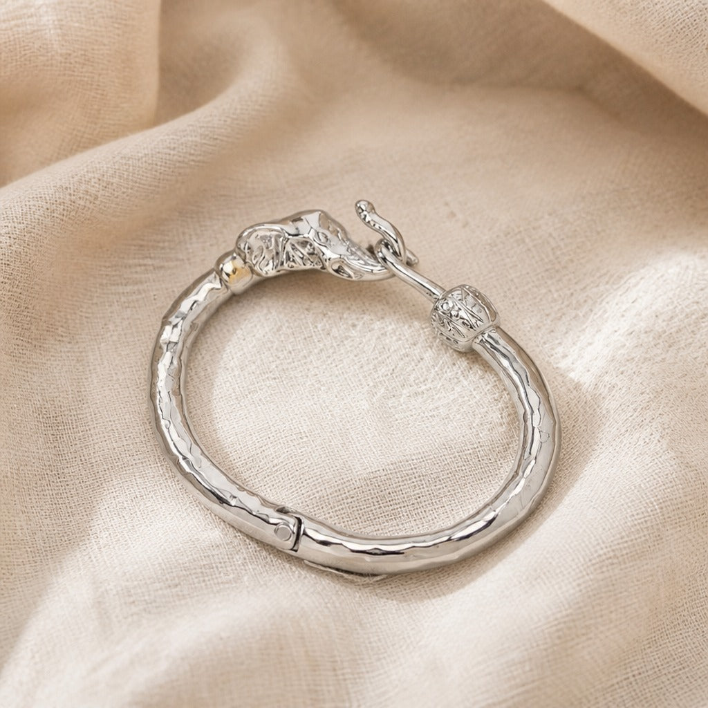 Silver Tone Elephant Cuff Bracelet