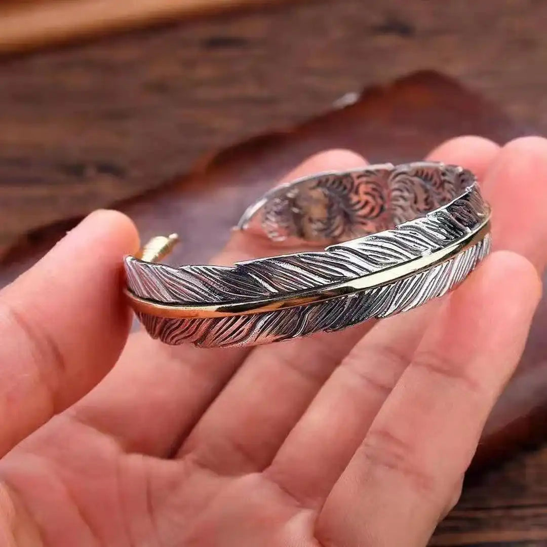 Vintage Feather Cuff Adjustable Bracelet