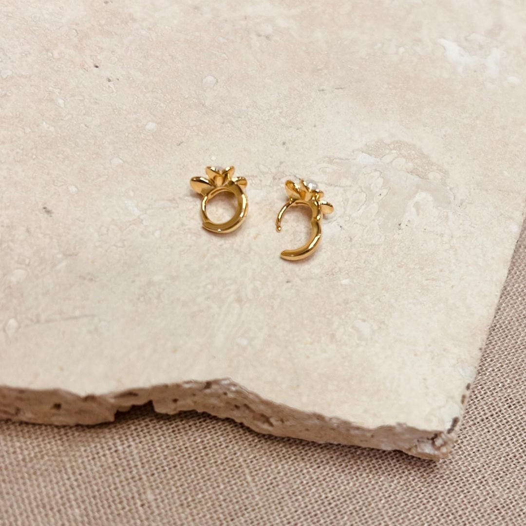 Flower Pearl Micro Hoops