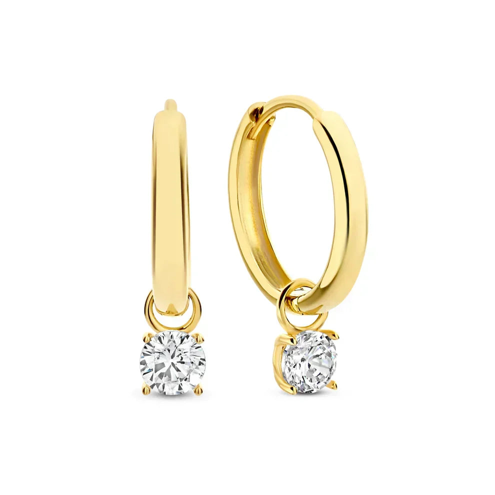 Gold Stone Hoop Earrings