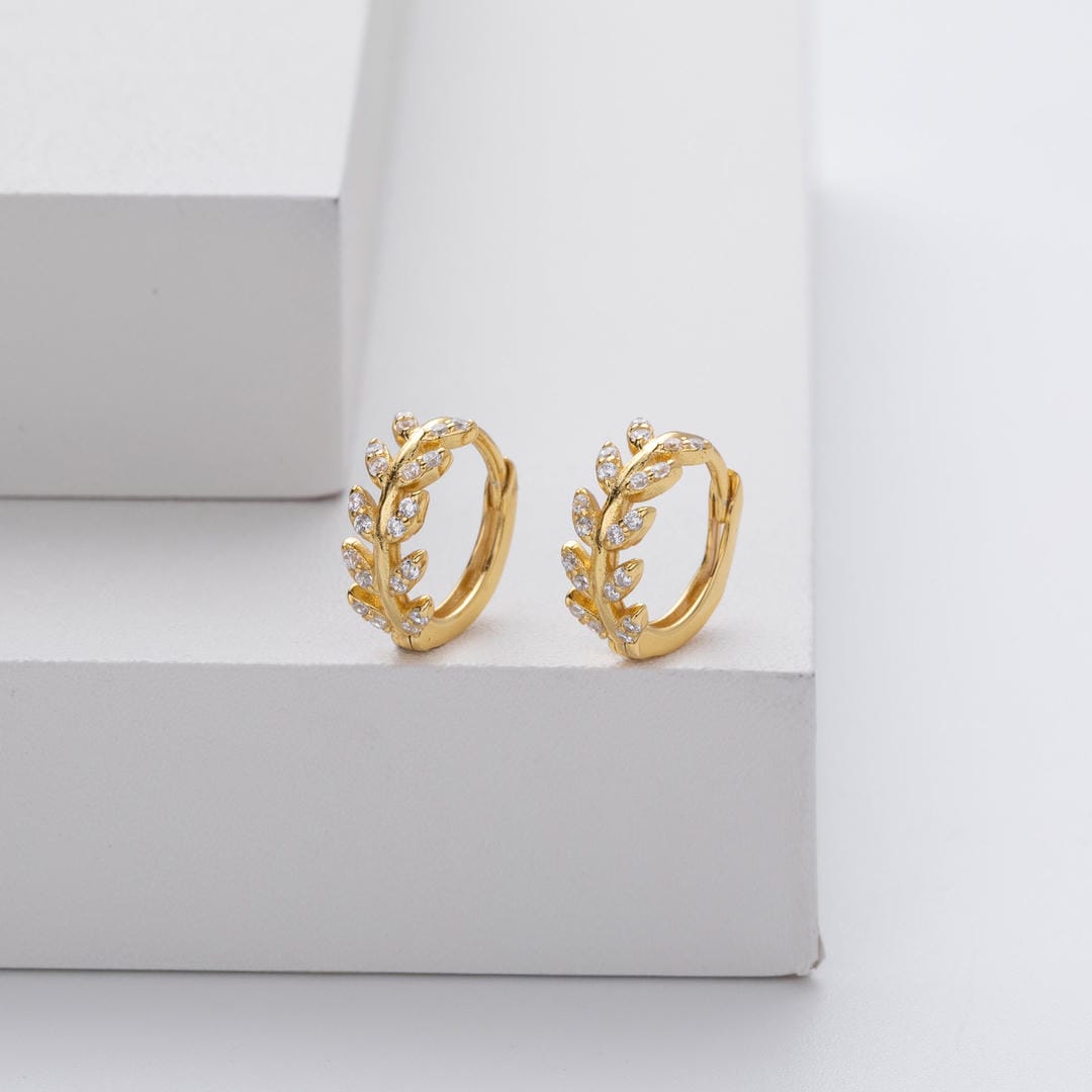 Silver Leaf Hoop Earrings