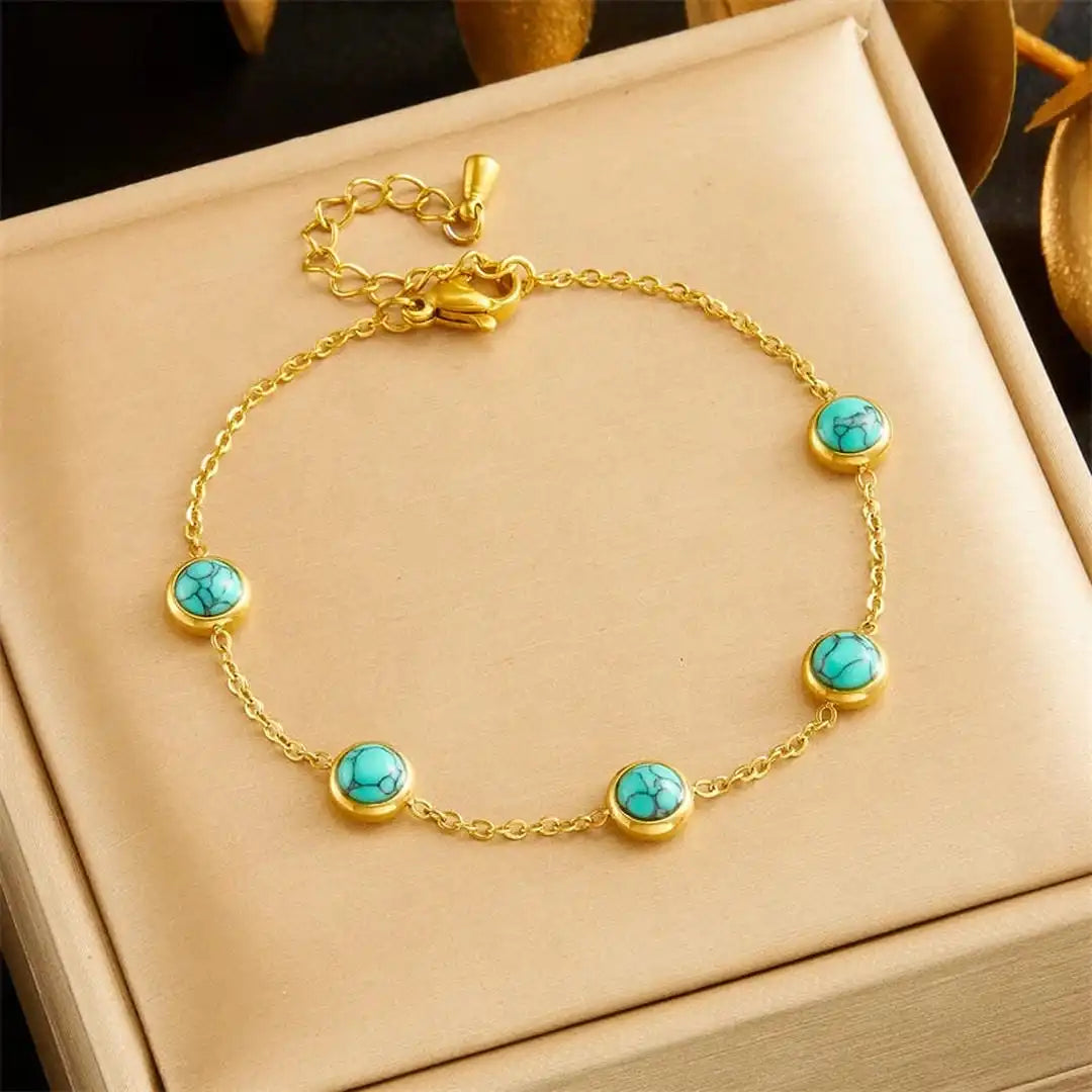 Bohemian Silver Turquoise Necklace, Earrings & Bracelet Set