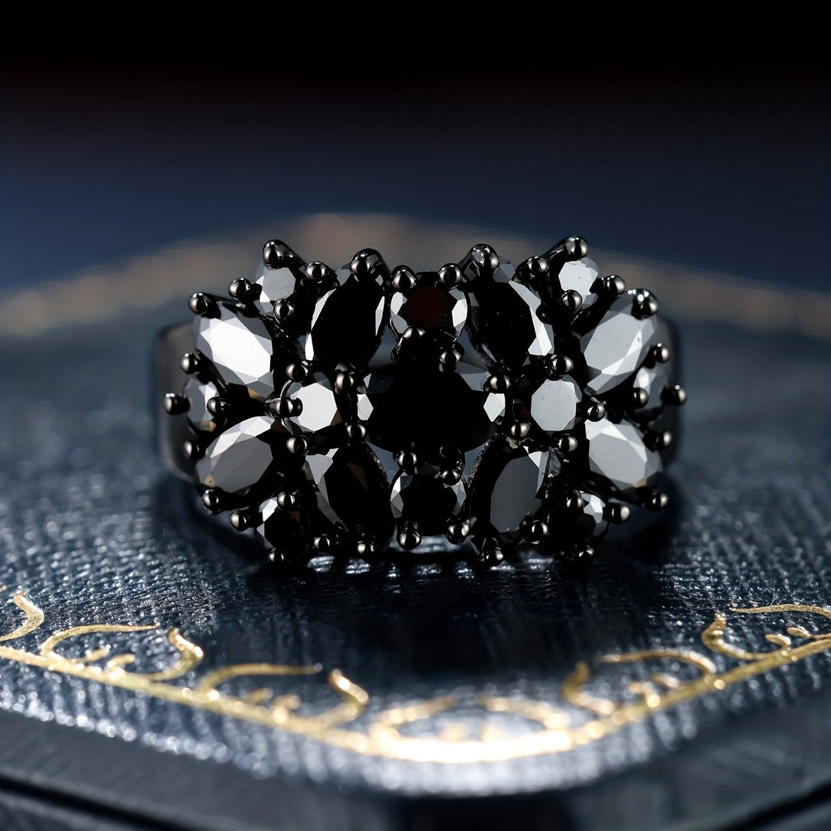 Shimmery Black Zirconia Ring
