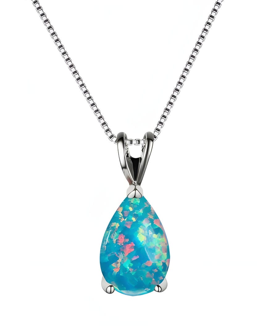 Azure Opal Teardrop Necklace
