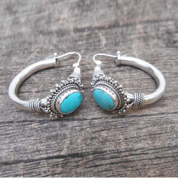 Chic Turquoise Retro Earrings