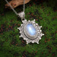 Bohemian Sunflower Moonstone Pendant Necklace