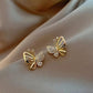 Butterfly Pavé Gold Stud Earrings