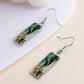 Minimalist Green Golden Abstract Earrings