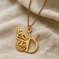 Butterfly Initial Letter Pendant Necklace