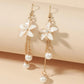 Floral Crystal Tassel Drop Earrings