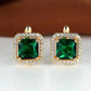 Golden Green Square Zirconia Gold Earrings