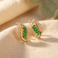 Sparkling Leaf Emerald Crystal Earrings