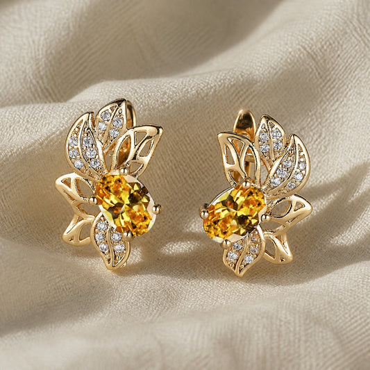 Sophisticated Golden Leaf Earrings