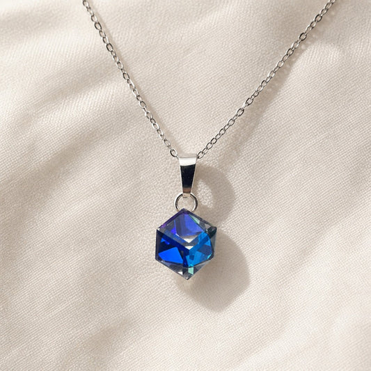 Iconic Crystal Blue Pendant Necklace