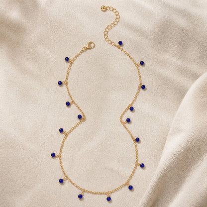 Blue Stones Choker Drop Necklace
