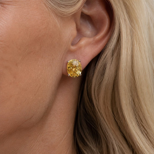 Dazzling Yellow Oval Earrings