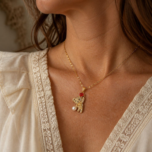 Heart Shaped Bear Pendant Necklace