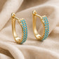 Turquoise Pavé Classic Gold Huggies