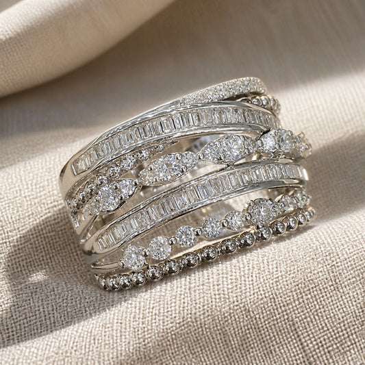 Layered Zirconia Statement Ring