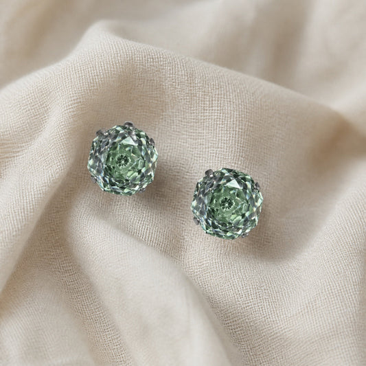 Moss Agate Octagonal Stud Earrings