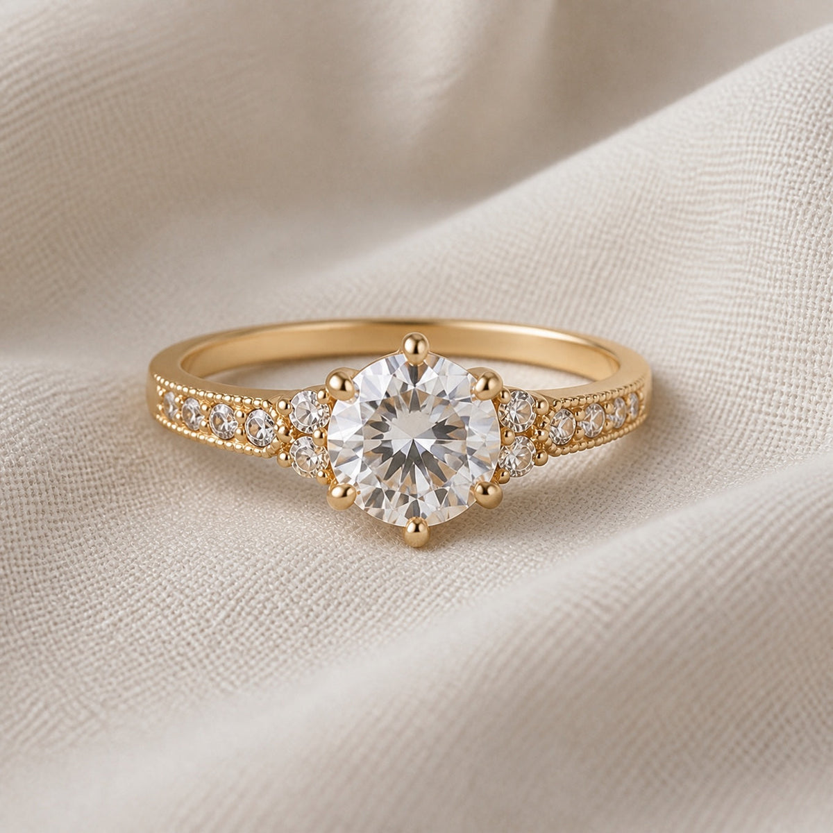 Vintage Filigree Three Stone Ring
