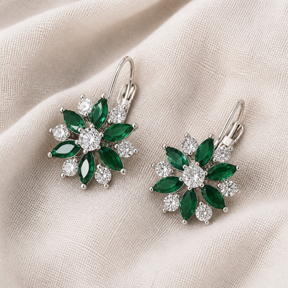 Emerald Floral Bloom Earrings