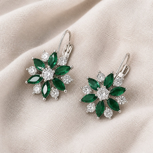 Emerald Floral Bloom Earrings