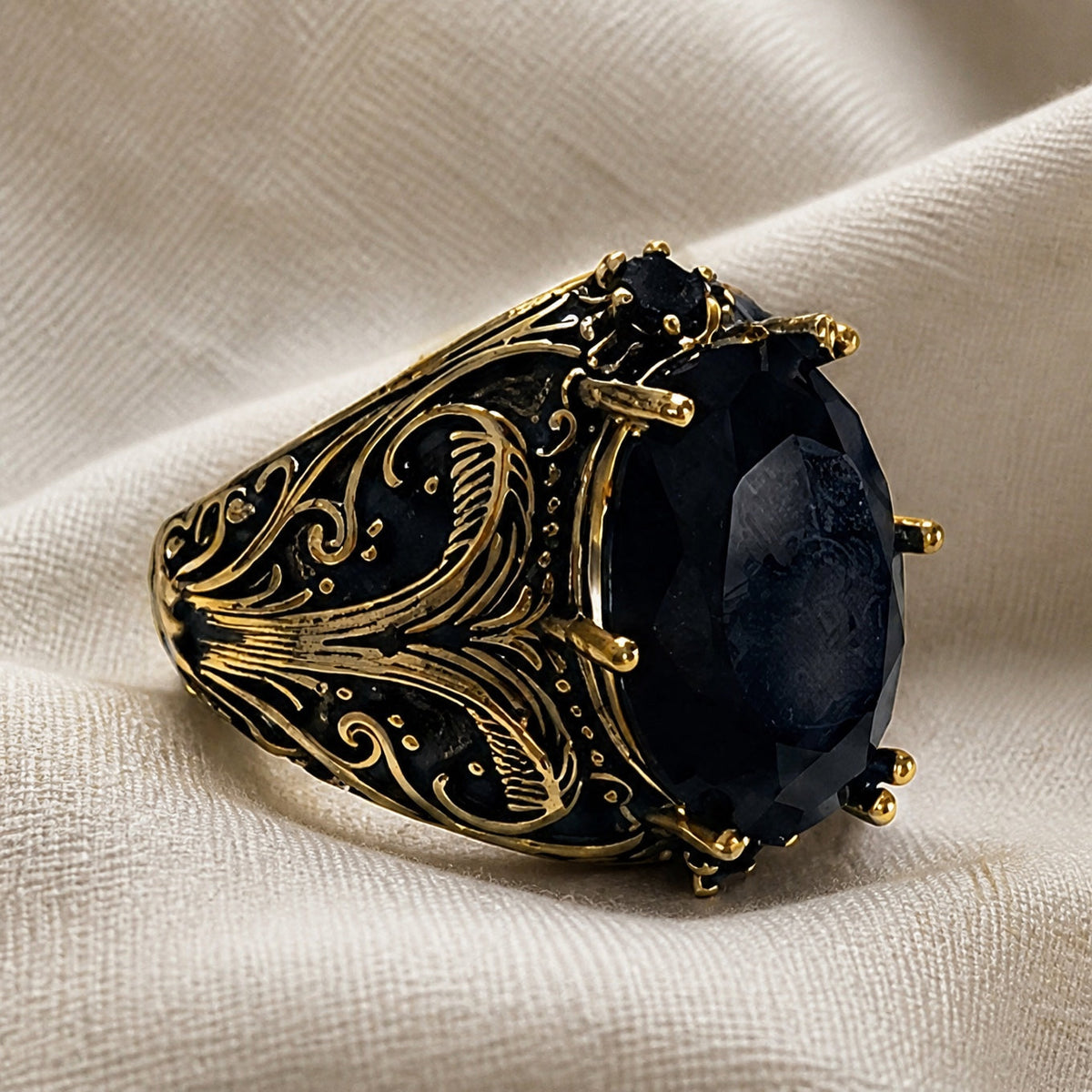 Midnight Baroque Onyx Statement Ring