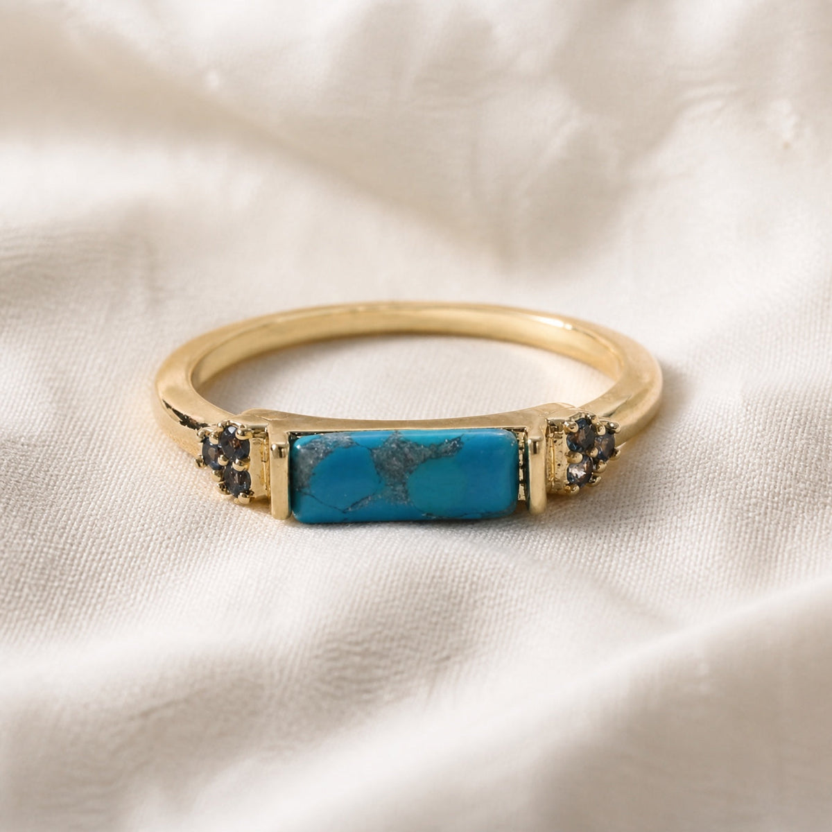 Turquoise Bar Gold Statement Ring