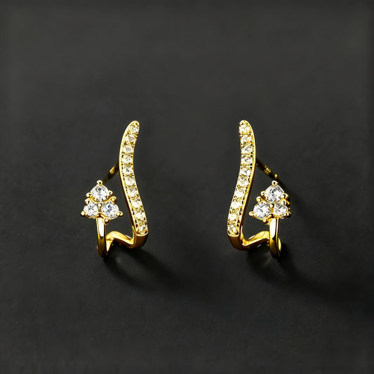 Elegant Curved Zirconia Earrings