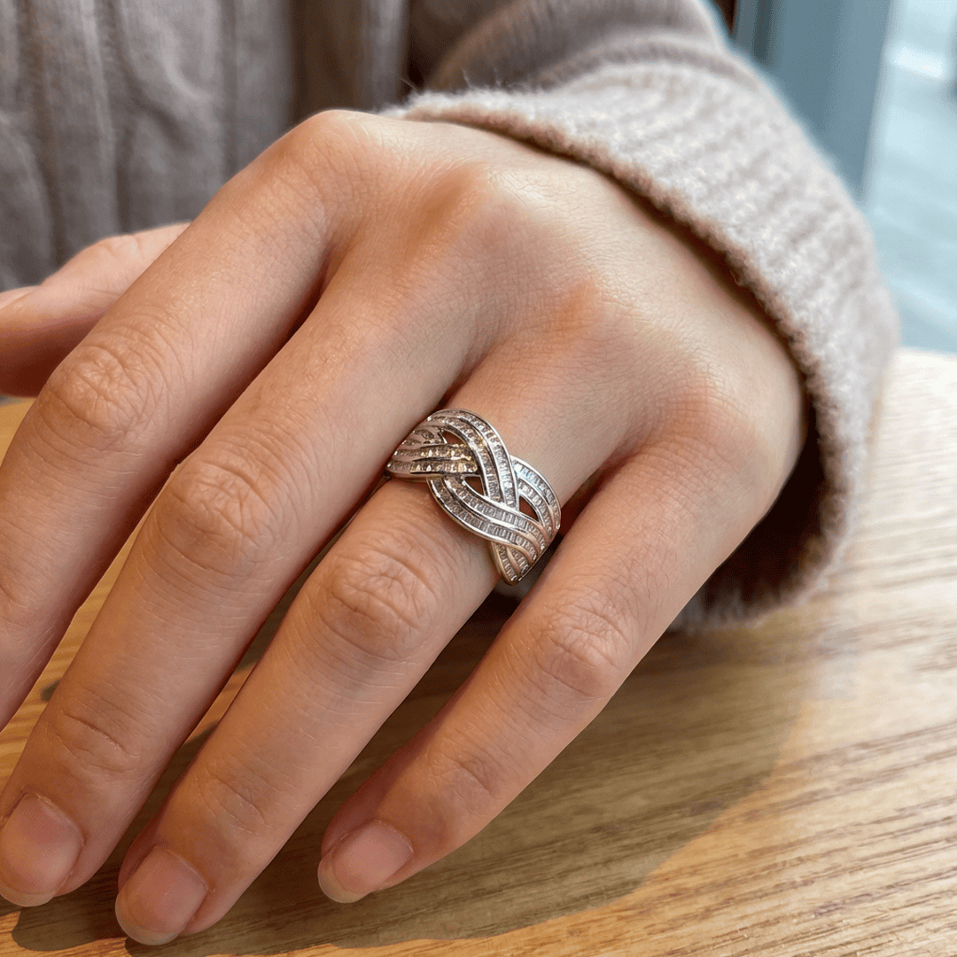 Wave Cross Zirconia Ring