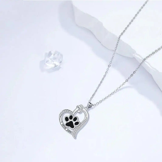 Heartfelt Paw Print Pendant Necklace