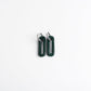 Pave Rectangle Link Hoop Earrings