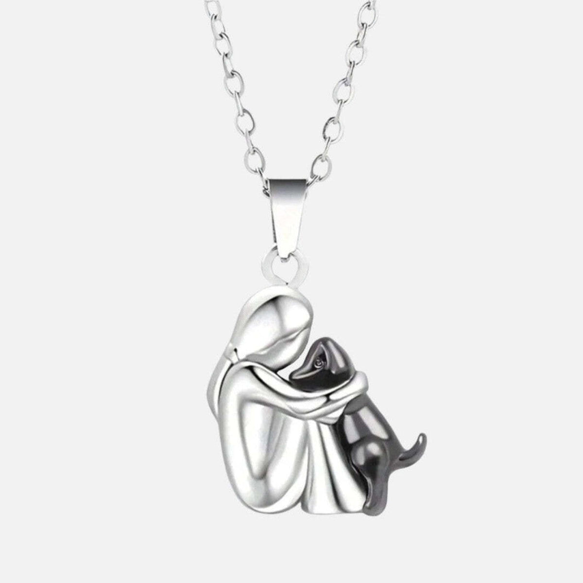 "Forever in Your Heart" Dog Hug Pendant Necklace