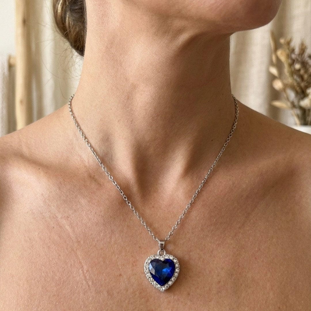 Sapphire Heart Pendant Necklace