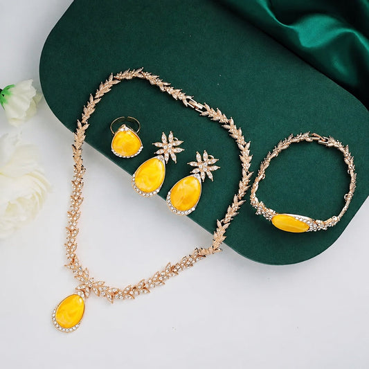 Opulent Amber Teardrop Set