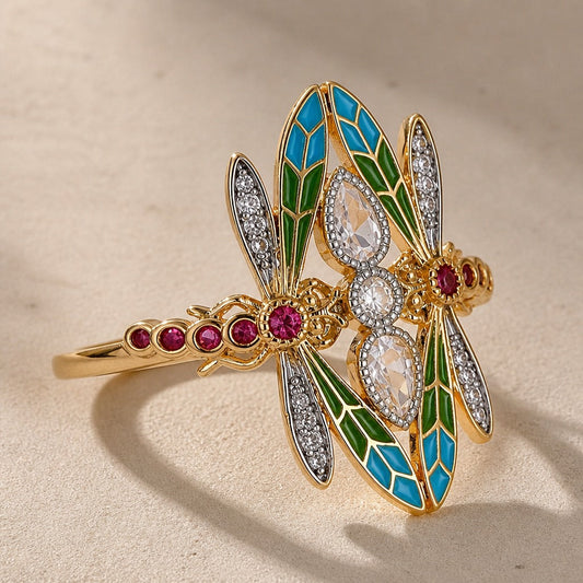 Ethereal Dragonfly Statement Ring