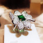 Emerald Flower Charm Ring