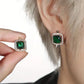 Golden Green Square Zirconia Gold Earrings