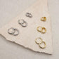 Set of 5 Pairs Thick Gold or Silver Hoops