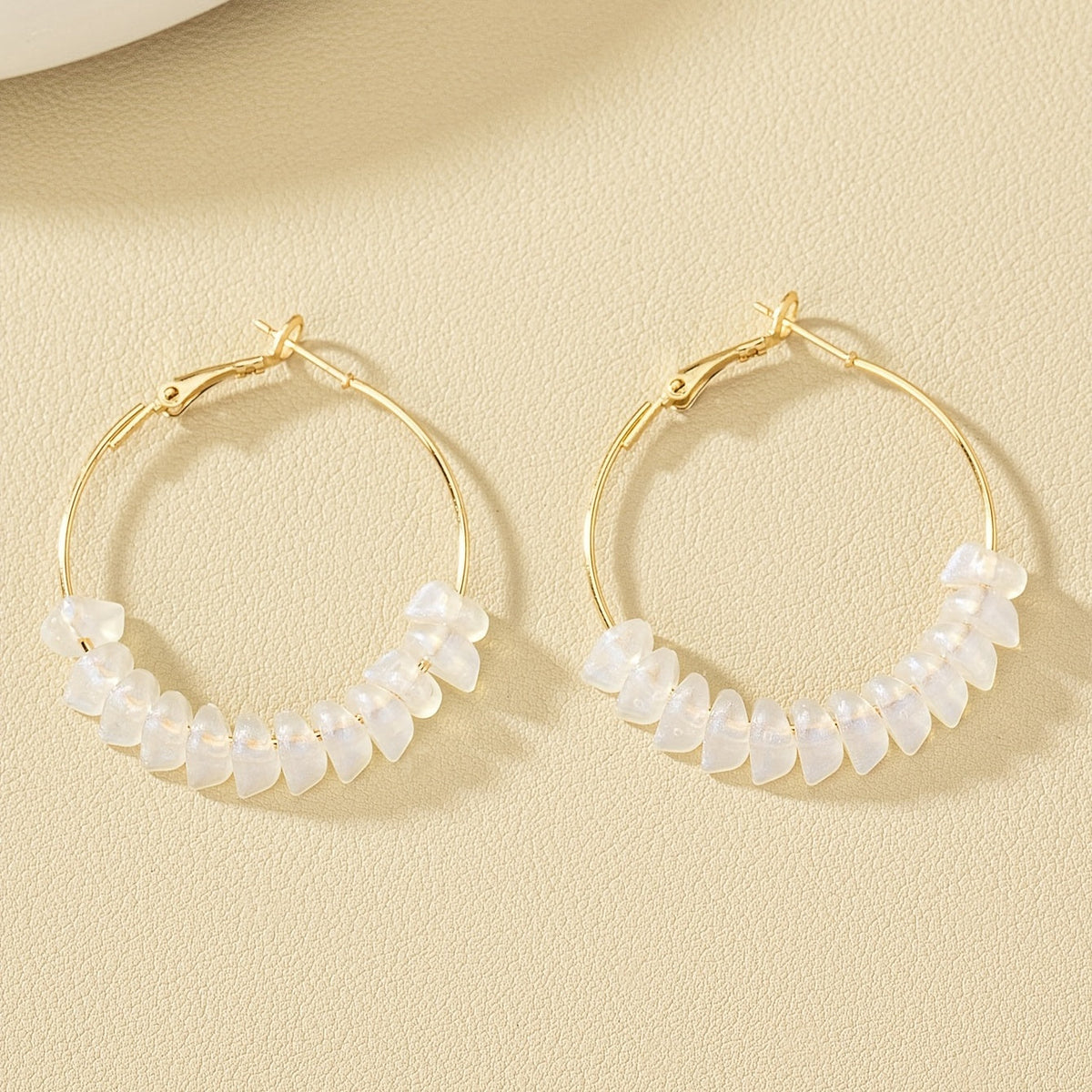 Irregular Acrylic Bead Round Earrings
