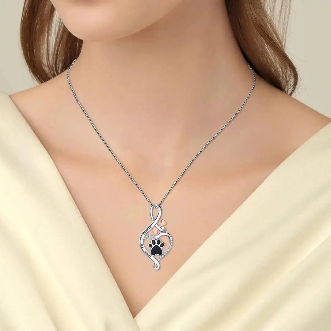 Heartfelt Paw Necklace with Infinity Charm