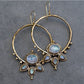 Moonstone Sunburst Hoop Earrings