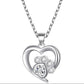 Silver Paw Heart Zirconia Necklace