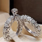 Floral Halo Crystals Ring Set