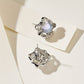 Wavy Silver Star Moonstone Earrings