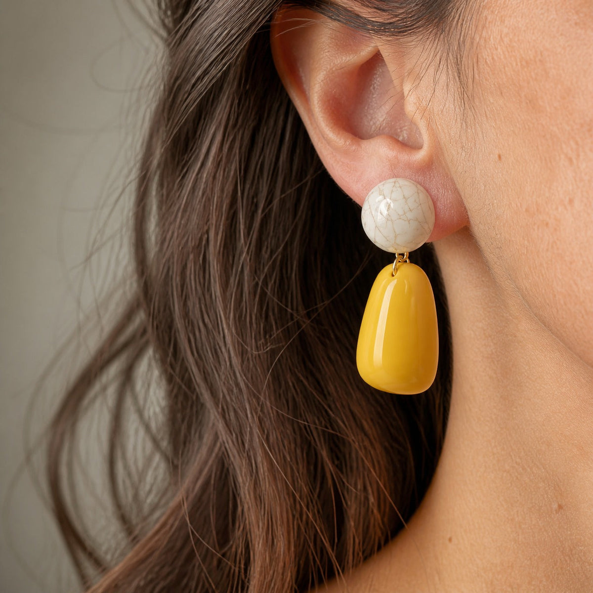 Lustrous Pearl Amber Earrings