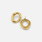 Elegant Curved Gold Open Oval Earrings