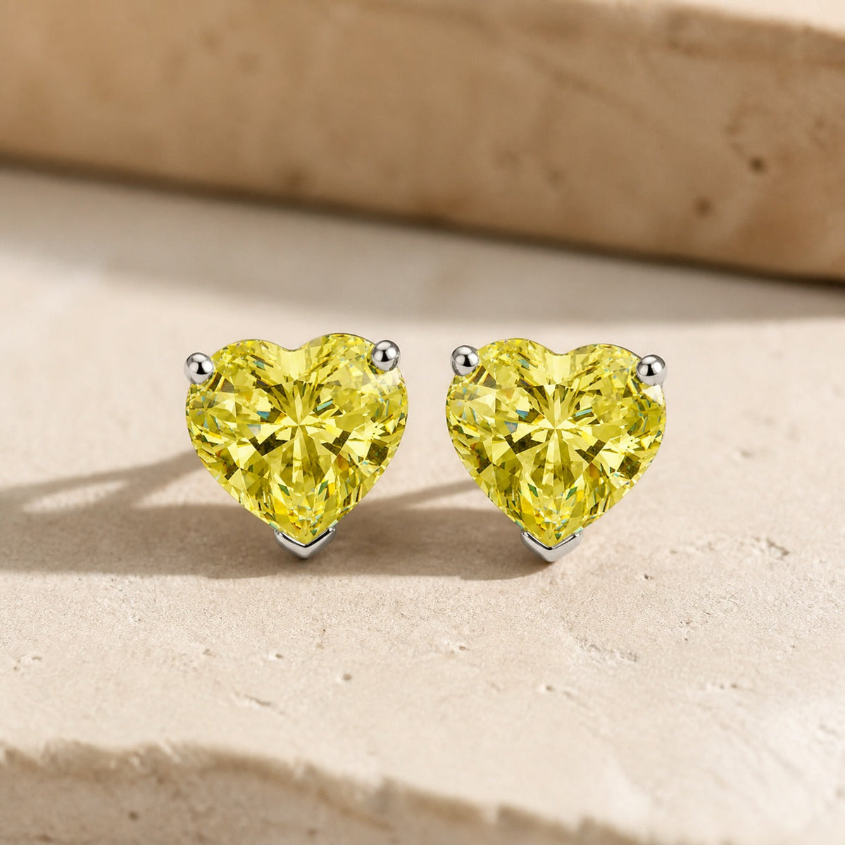 Dazzling Yellow Heart Earrings